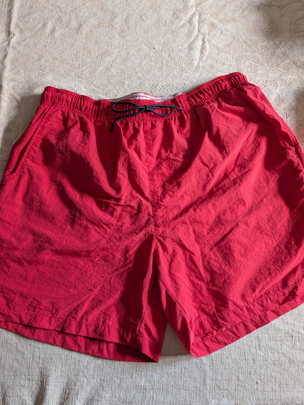 Southern Marsh Muted Red Men's Swim Trunks with Black Drawstring